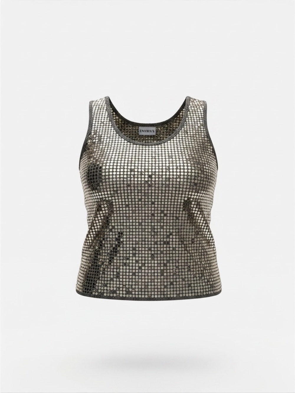 Gold Sequin Tank Top with Scoop Neck